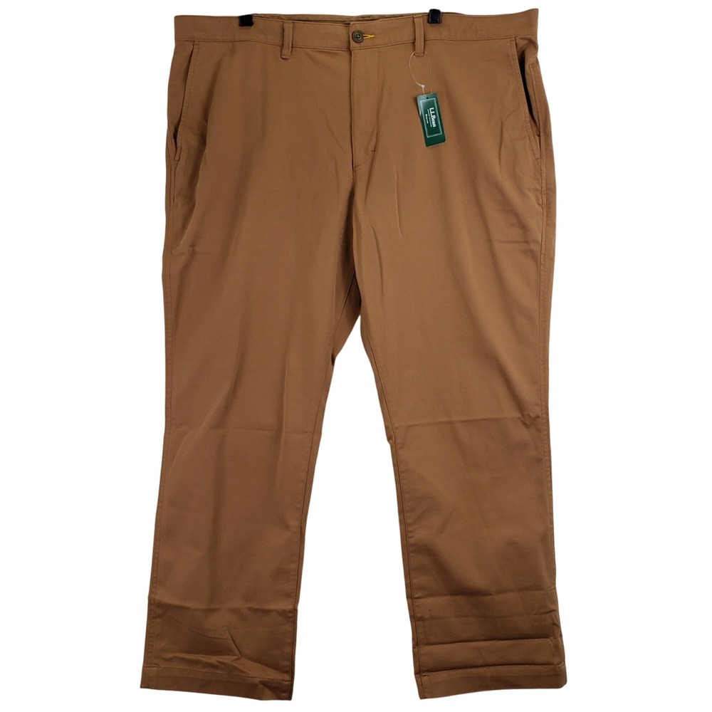 L.L.Bean Comfort Stretch Chino Pants Mens 44x30 Brown Standard Fit Casual SF SLG